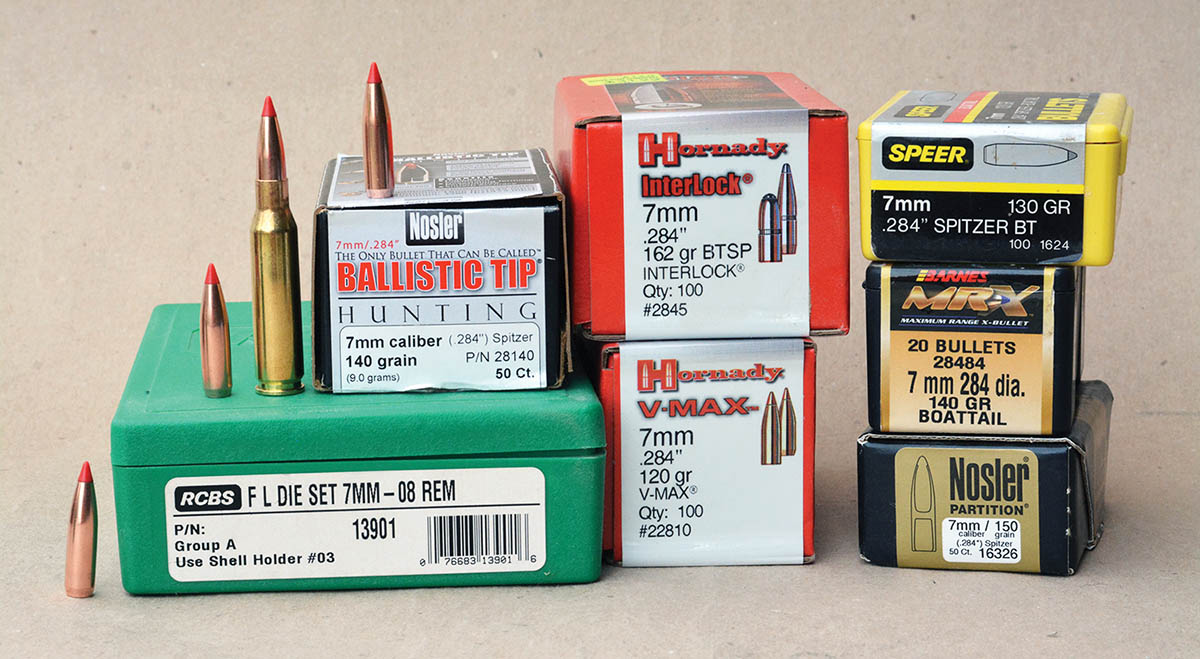 Bullet selection for 7mm cartridges is broad and includes varmint, hunting and match configurations.